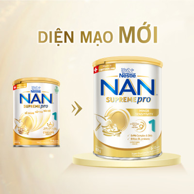 Sữa bột Nestlé NAN SUPREMEPRO 1 800g nhập khẩu Đức với 5HMO & đạm Gentle Optipro ( Dành cho trẻ từ 0 - 12 tháng tuổi)