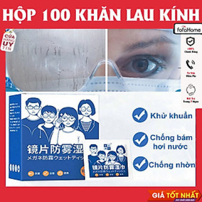 Hộp 100 Khăn Lau Kính Nano, Khăn Giấy Chống Bám Hơi Nước, Chống Mờ Sương, Mồ Hôi, Chống Nhờn, Vân Tay Kháng Khuẩn