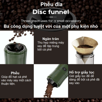 Máy xay hạt cà phê, sinh tố và đá viên dùng pin cầm tay 3 trong 1 thương hiệu Mỹ HiBREW G2 - Hàng Chính Hãng