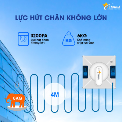 Robot lau kính TAHAWA TH-YW509 máy lau kính thông minh, robot lau kiếng tự phun nước -Phun nước 2 chiều - Bảo hành chính hãng 24 tháng - 1 đổi 1 trong 30 ngày - Hàng nhập khẩu chính hãng