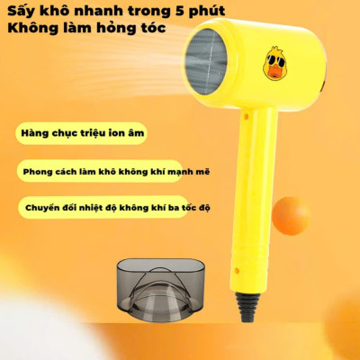 Dụng Cụ Làm Đẹp - Máy Sấy Tóc Tạo Kiểu 2 Chiều Hình Vịt Vàng Dễ Thương 3 Chế Độ Sấy Nhỏ Gọn Tiện Lợi Khi Đi Du Lịch