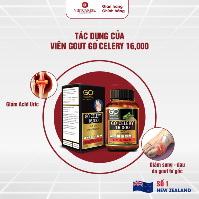 Bộ Sản Phẩm 2 Hộp Viên Gout Nhập Khẩu Chính Hãng New Zealand Go Celery 16000mg (30 + 60 Viên)