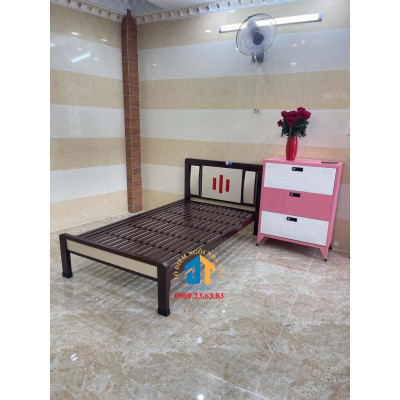 Giường sắt hộp kiểu gỗ ĐẠI THÀNH 1mX2m - Mẫu 03
