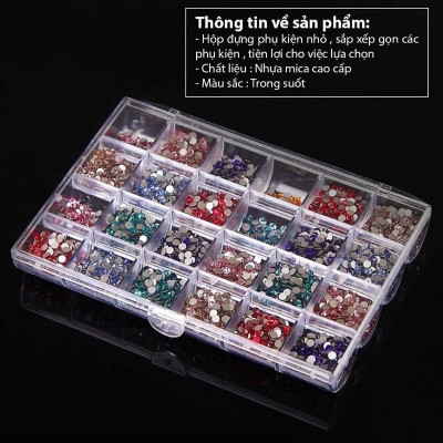 Khay Mica 24 Ô Đựng Charm Đá Nail, Nhựa Cao Cấp, Trong Suốt, Dễ Mang Theo Tiện Lợi, Gọn Nhẹ, Làm Nail Chuyên Nghiệp Lắp Ráp