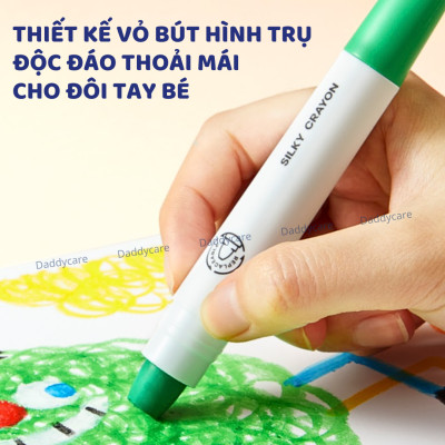 Bút màu sáp hữu cơ Mideer Silky Crayon kèm quai xách cho bé 12-24-36 màu