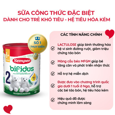 Combo 2 Sữa bột công thức Semper Bifidus số 2 400g/hộp
