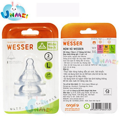 Hộp 2 Núm Ty Wesser Cổ Rộng (Size L - Trẻ Trên 7 Tháng)