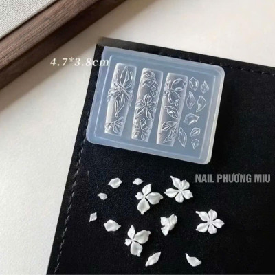 Khuôn in 3D Silicon Tạo Hình Cánh Hoa To Nhỏ 15 Mẫu Dễ Thương Làm Nail, Khuôn in Hoa Nổi 1,2,3,4 Cánh Mini Trong Suốt Trang Trí Móng Nữ Women