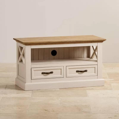 Tủ TV 2 Ngăn Kéo Seychelles Gỗ Sồi Ibie LV2KSEYO - Trắng (100 x 42 cm)