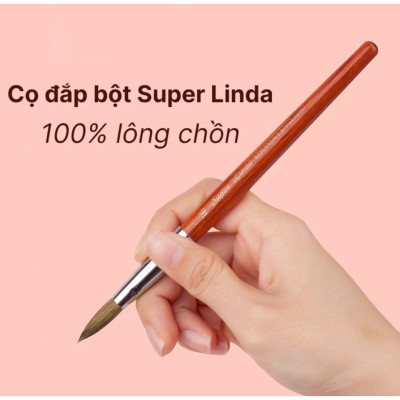 Cọ Đắp Bột Nail Super Linda Kolinsky England Cao Cấp Lông Chồn Mượt, Cán Gỗ Tự Nhiên Số 14 Số 16 Chuyên Làm Nail Sang Trọng