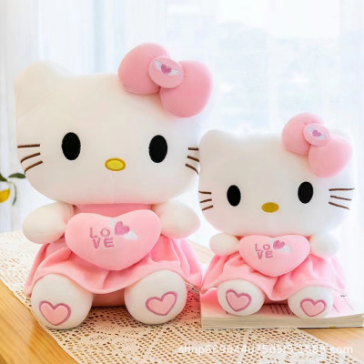 Gấu bông mèo Kitty ôm tim hàng nhập khẩu cao cấp