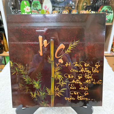 [ Sale Mạnh] Tranh sơn mài chữ ,thơ kèm họa tiết 40x40 cm ý nghĩa thích hợp làm quà tặng, trang trí,...
