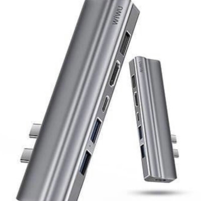 Hub Wiwu 8 In 1 T9 USB-C - USB 3.0 - HDMI - SD - Khe cắm TF - Type-C, Bộ Chuyển Đổi Đầu Ra Video HD 4K - Hàng Chính Hãng