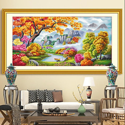 Tranh thêu kín Phong cảnh E137 (100x 55 cm), DX1153 (172 x 70 cm)