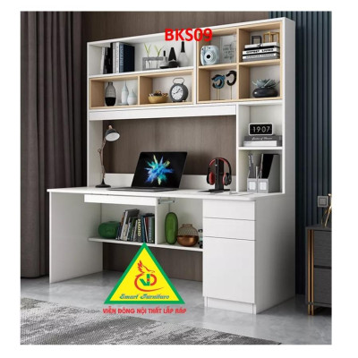 Bàn làm việc, bàn học khung sắt mặt gỗ BKS09 - Nội thất lắp ráp Viendong Adv