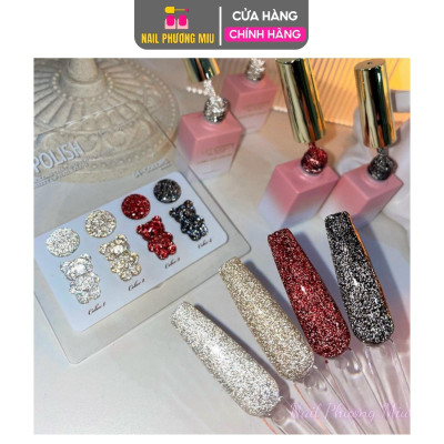 [Chai Lẻ] Sơn Nhũ Flash Siêu Sáng Làm Nail, 4 Màu Đỏ Vàng Bạc Đen Chai 15ml, Bóng Đặc Bền Màu Tạo Điểm Nhấn Cực Chất Cho Nữ