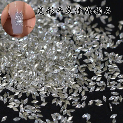 Đá Khối Diamond Chân Bằng Hình Thoi Gắn Móng Siêu Sáng, Set 100 Viên Charm Làm Nail Size Mini Màu Trắng Thủy Tinh Lấp Lánh