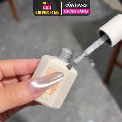 Sơn Mắt Mèo Ánh Trắng Cực Quang QINGYOU 15ml Làm Nail Siêu Sáng, Sơn Gel Mắt Mèo Kim Cương Pha Lê Ánh Trăng Màu Trắng