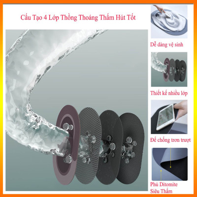 Thảm Lau Chân Silicon Siêu Mềm Siêu Dày, Siêu Thấm Nước Chất Liệu Cao Su Chống Trượt