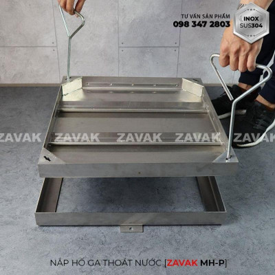 Nắp hố ga lát đá ZAVAK MHP*-AA50 KT50x50/ lát đá dày 4cm/ inox 304