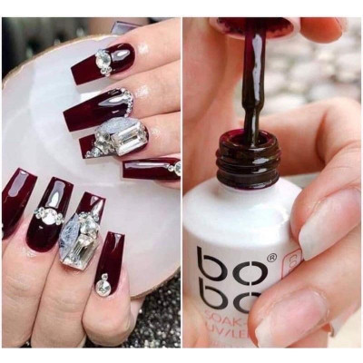 Sơn Thạch Đỏ Rượu Vang BOBO Số 28 Chai 15ml Làm Nail, Chất Sơn Gel Đặc Chuẩn Màu 2 Lớp, Bóng Mướt Sang Trọng