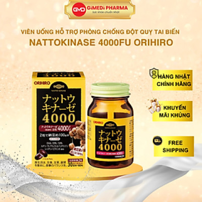 Viên Uống Natto Kinase 4000FU Orihiro 60 Viên Nhật Bản Hỗ Trợ Phòng Chống Đột Quỵ Tai Biến