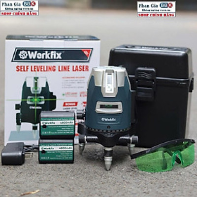 Máy cân mực laser WORKFIX WF-LS686, 5 tia xanh bóng LED siêu sáng, Phím cảm ứng