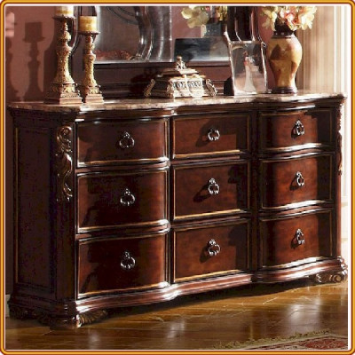 Tủ 9 ngăn kéo Tundo màu nâu mặt đá hoa cương 178 x 51 x 99 cm