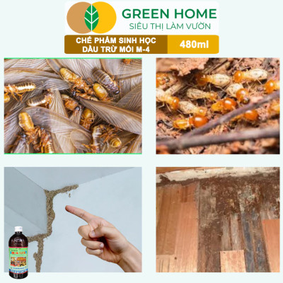 Dầu Trừ Mối M-4 1.2SL GreenHome, Vipesco, Chai 480ml, Đặc Trị Mối Ăn Gỗ Đồ Nội Thất, Công Trình