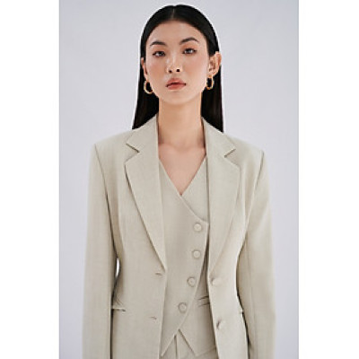 Áo blazer vai rộng MADDY thiết kế cao cấp WHITE CHIC