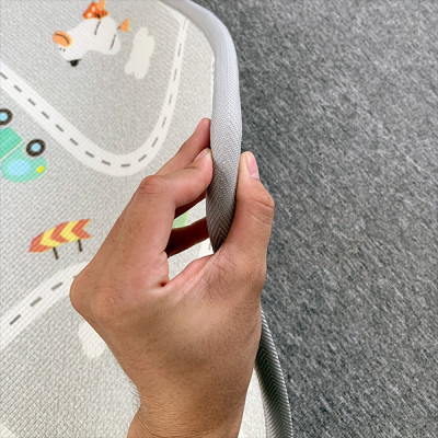 Thảm Em Bé Cao Cấp Parklon PE Họa Tiết Thị Trấn Vịt Tuyết + Sàn Gỗ Chính Hãng Hàn Quốc (200x150x1.5)cm. Chống Bụi Kháng Khuẩn Khử Mùi Chống Ồn Chống Trượt Chống Sốc Dày Hai Mặt (Double side PE Prime-Downtown Duck+Deco Brown)