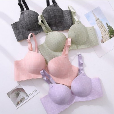 Áo lót nữ cao cấp không gọng đệm dầy, kẻ ô vuông xinh đẹp siêu nâng ngực.