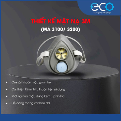 Combo Mặt Nạ 3M 3100/3200 Chính Hãng – Lọc Hơi Độc, Chống Mùi Hóa Chất, Dùng Phun Sơn & Phun Thuốc