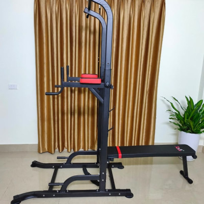 Ghế tập tạ kèm xà kép T058, ghế tập đa năng trong nhà điều chỉnh từ 165cm đến 235cm chắc chắn cho gia đình