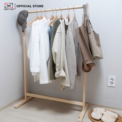 [ NGANG 86 ] GIÁ TREO QUẦN ÁO GỖ LẮP RÁP HÀN QUỐC MWFURNITURE - SINGLE HANGER NATURAL