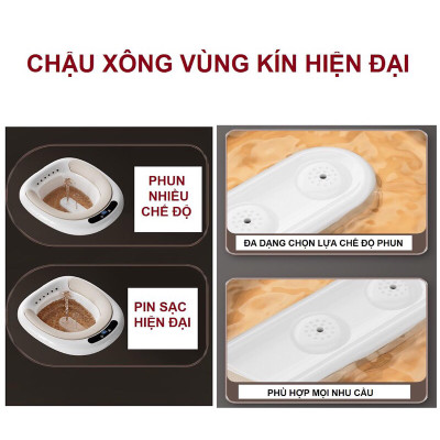 Chậu Xông VùngKín Sau Sinh Đa Năng Gấp Gọn Cao Cấp Có Đầu Bơm Tự Động Thông Minh - Hàng Chính Hãng
