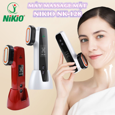 Máy Massage Mặt Và Nâng Cơ Mặt Nikio NK-128 - Công Nghệ Điện Di RF và EMS, Photon Xanh và Đỏ Chườm Nóng Và Lạnh - Hỗ Trợ Đẩy Tinh Chất, Giảm Nếp Nhăn, Tăng Sinh Collagen, Trẻ Hóa Da
