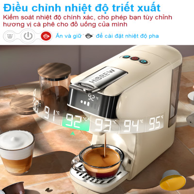 Máy pha cà phê 6 trong 1 Espresso, Viên Nén Nespresso, Nescafe Dolcegusto, Kcup, Túi ESE POD và Trà - Thương hiệu Mỹ cao cấp HiBREW H1B - Hàng Nhập Khẩu