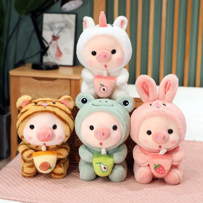 Thú nhồi bông Heo cosplay ôm bình sữa đáng yêu - Size 20 - 55 cm - Nhiều màu - Quà tặng gấu bông heo nhồi bông dễ thương - Gối ôm mềm mịn cho bé.