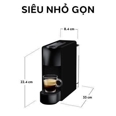 Bộ máy pha cà phê Nespresso Essenza Mini Đen & máy đánh sữa Aeroccino 3 - Hàng chính hãng