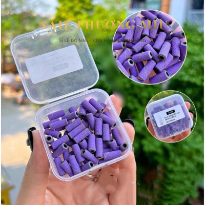 Đầu Mài Nhám Tím Mini 240, 120  Hộp 60 chiếc Làm Nhám Bề Mặt Móng, Tăng Độ Bền Móng Làm Nail, Đắp Gel Bột, Dễ Sử Dụng Nail Phương Miu