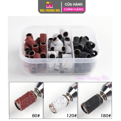 Hộp 60 Đầu Mài Móng Nhám Mịn, Giấy Nhám Chất Lượng Cao, Mài Nhanh, Không Gây Tiếng Ồn, Làm Nail Tiện Lợi Nail Phương Miu