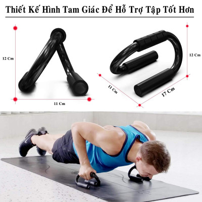 Dụng Cụ Hít Đất Cầm Tay Thép Cứng – Màu Đen - Dụng Cụ Tập Chống Đẩy Tập Gym Tập Yoga Tập Thể Thao Cao Cấp Khung Tam Giác Tập Luyện Tốt Hơn