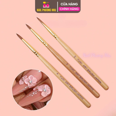 Cọ Đắp Hoa Yuki Số 2,3,4 Cán Gỗ Vàng Cao Cấp, Cọ Đắp Bột Nail Nặn Hoa Bột, Lông Tơ Cao Cấp Mềm Mại, Dễ Bám Bột Women Nữ Làm Nail Vẽ Nail