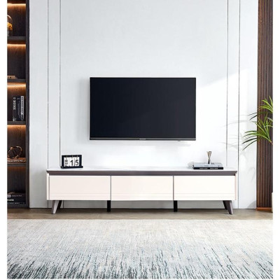 Bàn trà vân đá gỗ công nghiệp hiện đại phòng khách chung cư kết hợp tủ tivi có thể kéo ra thu vào LH058