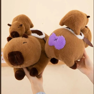 Thú nhồi bông capybara mẹ cõng con đáng yêu - Size từ 30cm đến 50cm - Móc khoá gấu bông Capybara.