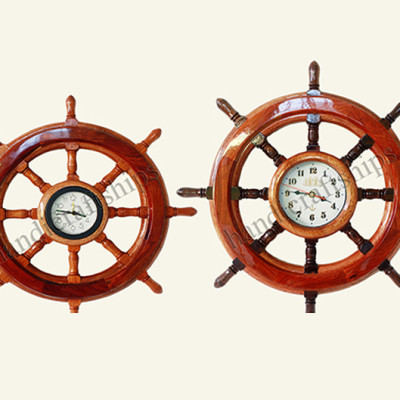Đồng hồ treo tường hình vô lăng tàu (Chất liệu: gỗ cẩm) 60cm