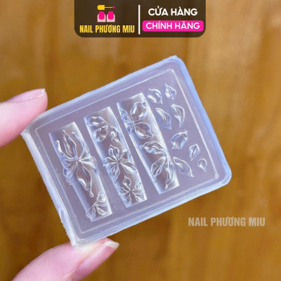 Khuôn in 3D Silicon Tạo Hình Cánh Hoa To Nhỏ 15 Mẫu Dễ Thương Làm Nail, Khuôn in Hoa Nổi 1,2,3,4 Cánh Mini Trong Suốt Trang Trí Móng Nữ Women