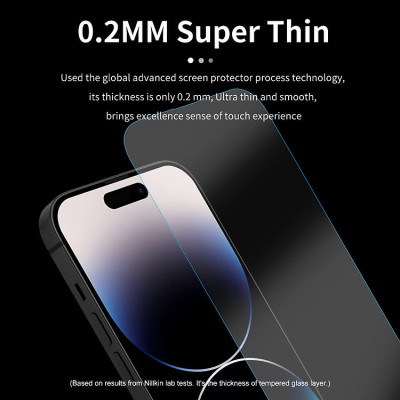 Dán kính cường lực cho iPhone 15 Pro (6.1 inch) Nillkin Amazing H+ Pro (mỏng 0.2 mm, vát cạnh, chống trầy, chống va đập) – Hàng chính hãng