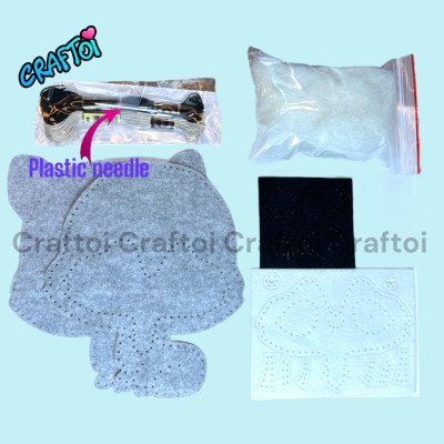 KIM NHỰA Bộ Thủ Công Trẻ Tự Làm Thú Bông 5+ RACCOON BOO Craftoi Felt Sewing toy prepunched holes plastic needle